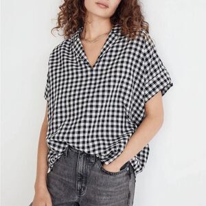 Madewell Swenson Popover Shirt in Double-Faced Gingham, Sz XS, Preppy